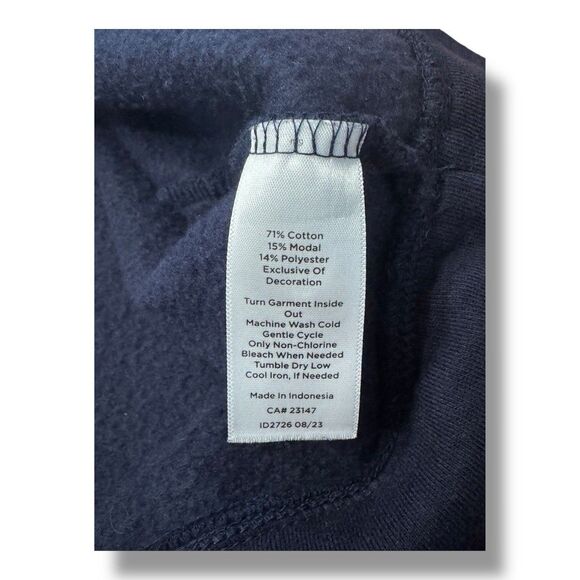 Talbots Plus Navy Blue Embroidered Crewneck Sweatshirt Pink Hearts Women’s Sz 3X - Picture 9 of 10